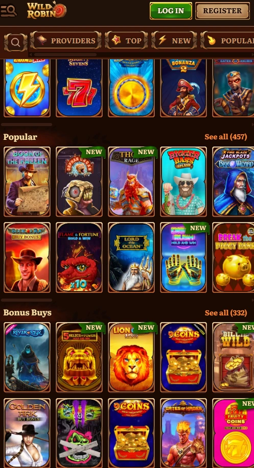 wildrobin mobile games page